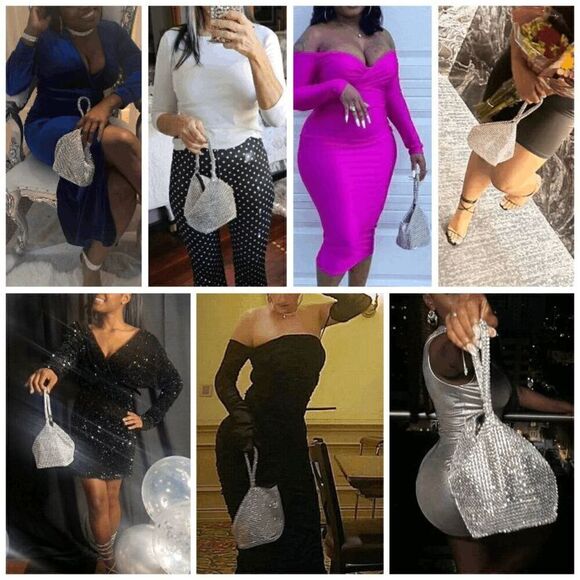 ✨ Glitter Decor Sparkly Shiny Bling Evening Party Purse Clutch Wristlet Bag NEW - Picture 17 of 17